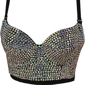 Rhinestone Corset Bustier Party Crop Top